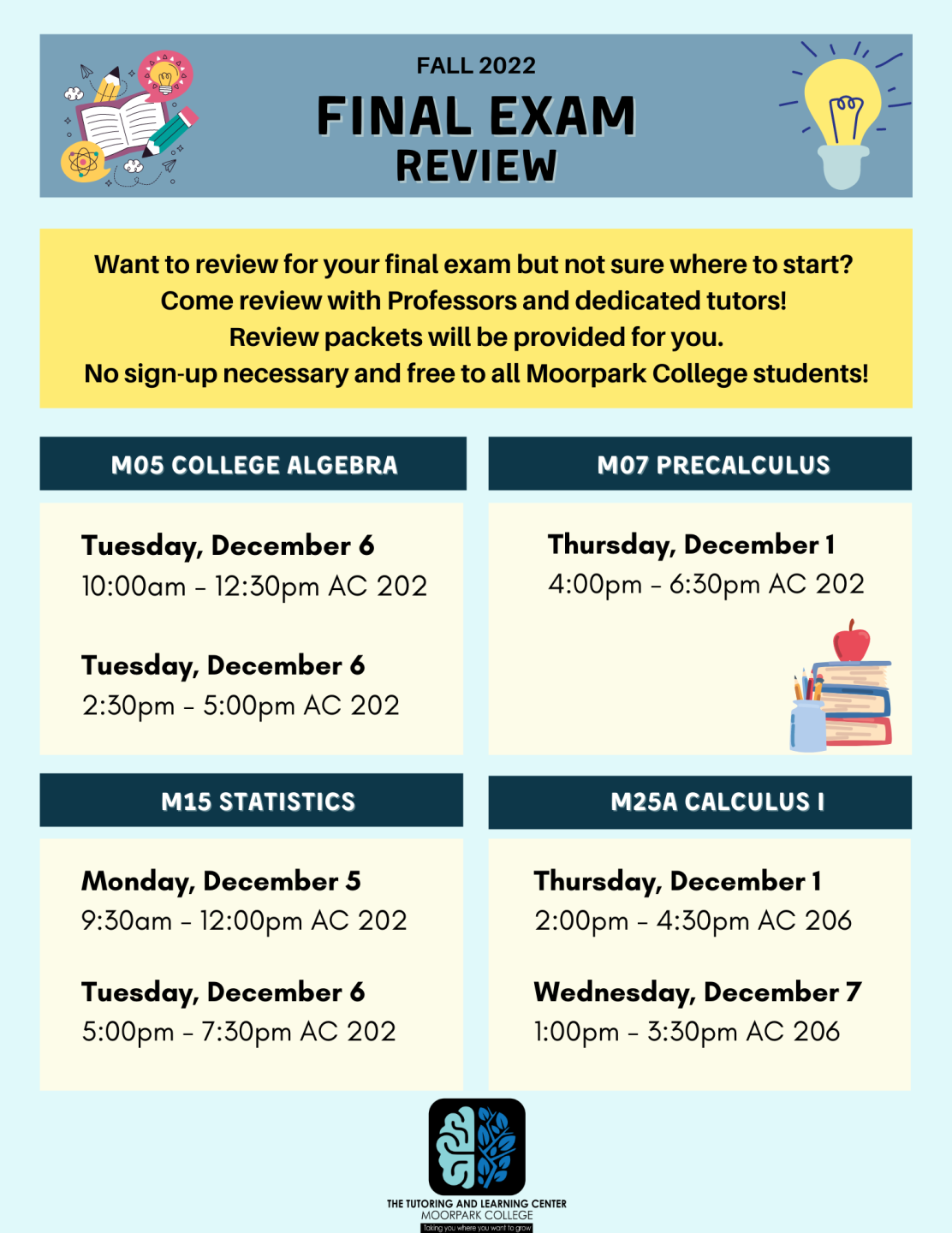 New! Math Final Exam Review Sessions Moorpark College